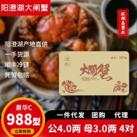 蘇州陽澄湖大閘蟹 公4.0兩母3.0兩8只 大閘蟹禮品卡券螃蟹批發(fā)